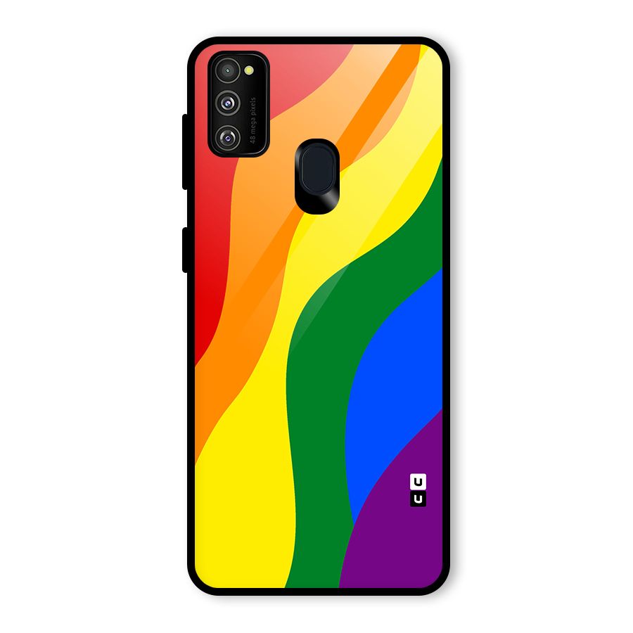 Rainbow Slant Curves Glass Back Case for Galaxy M30s