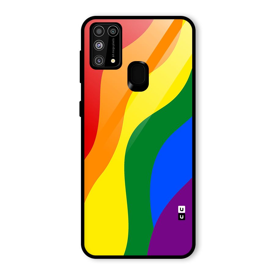 Rainbow Slant Curves Glass Back Case for Galaxy M31