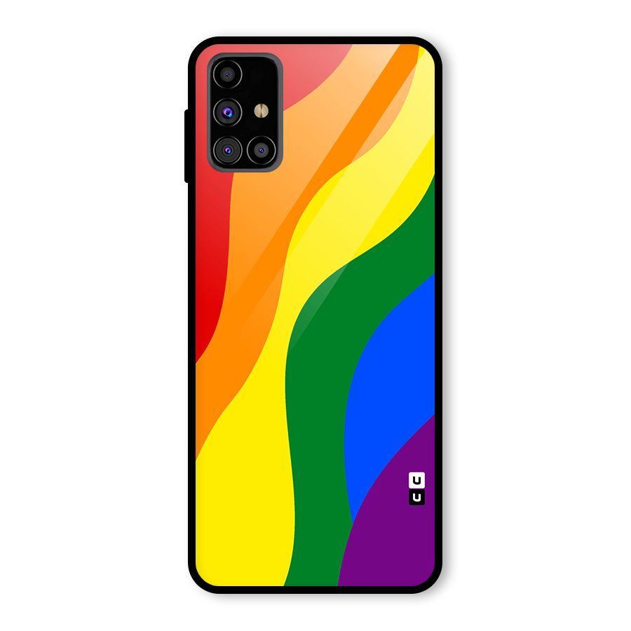 Rainbow Slant Curves Glass Back Case for Galaxy M31s