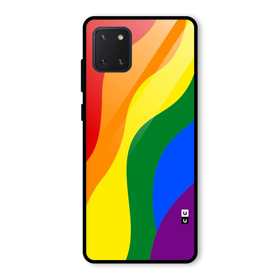 Rainbow Slant Curves Glass Back Case for Galaxy Note 10 Lite