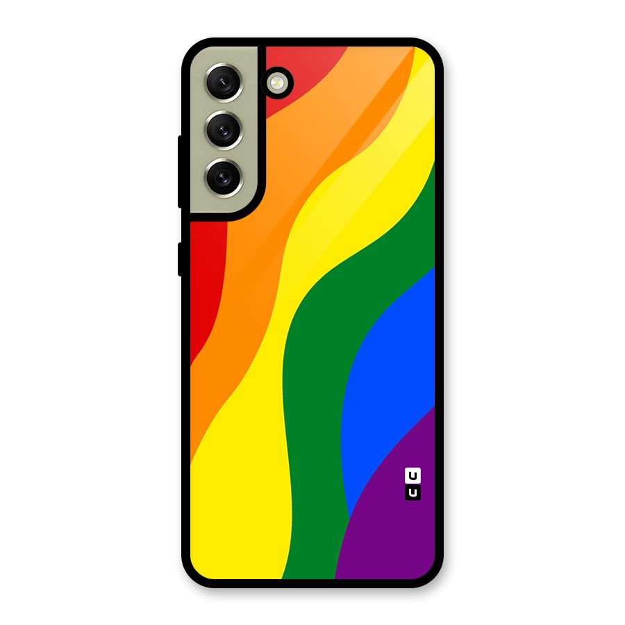 Rainbow Slant Curves Glass Back Case for Galaxy S21 FE 5G