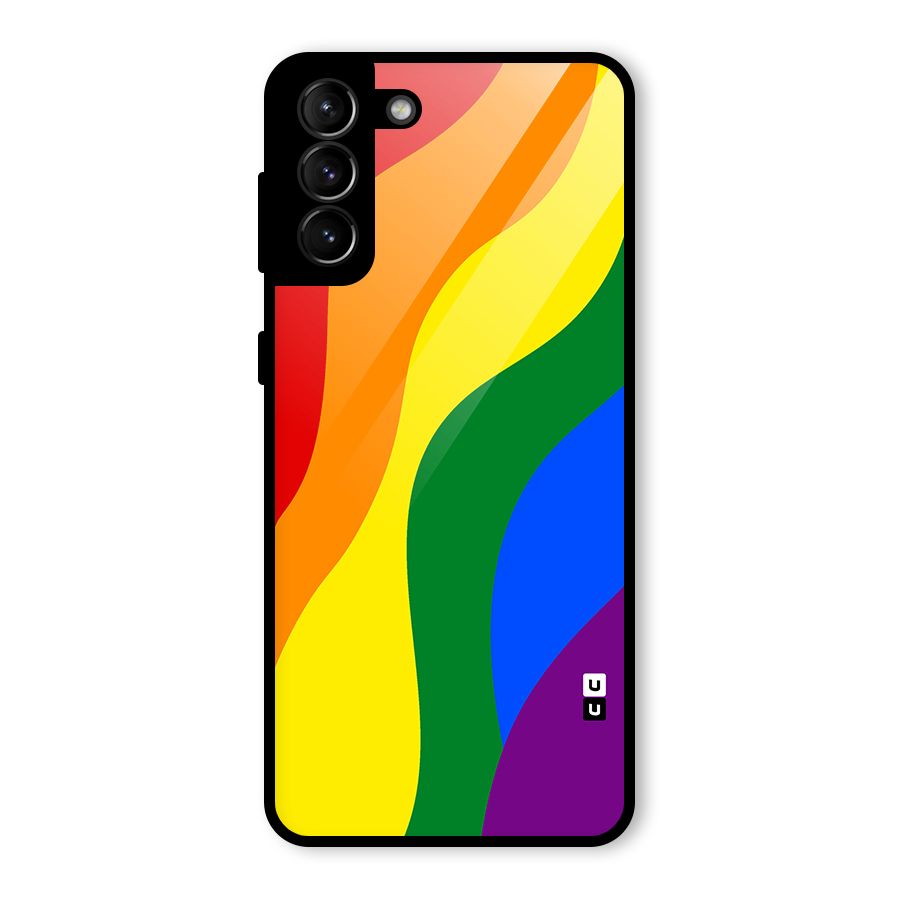 Rainbow Slant Curves Glass Back Case for Galaxy S21 Plus