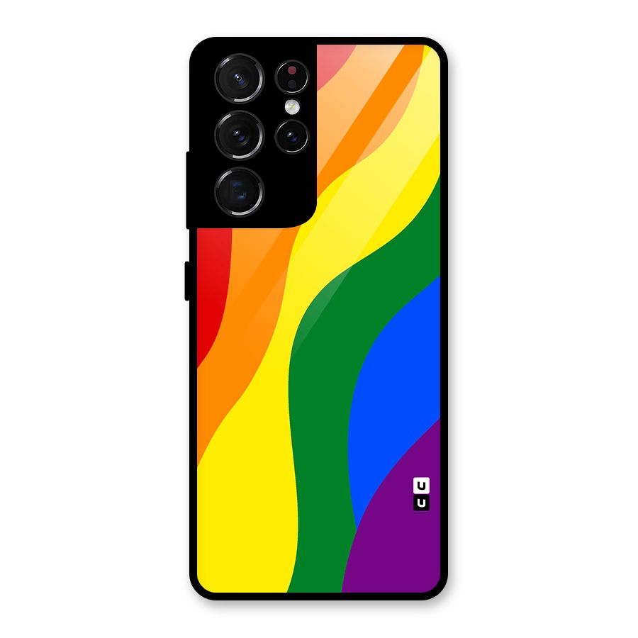 Rainbow Slant Curves Glass Back Case for Galaxy S21 Ultra 5G