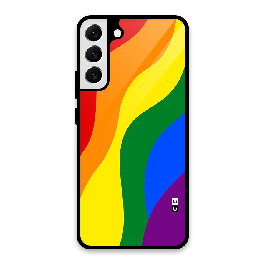 Rainbow Slant Curves Glass Back Case for Galaxy S22 Plus 5G