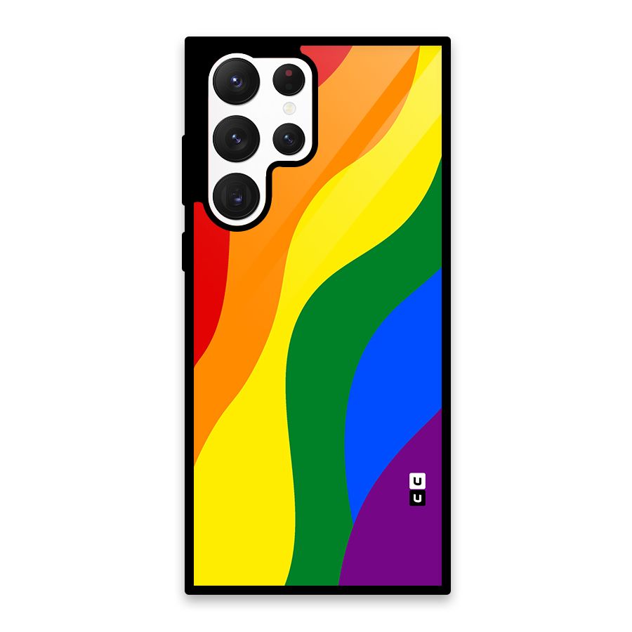 Rainbow Slant Curves Glass Back Case for Galaxy S22 Ultra 5G