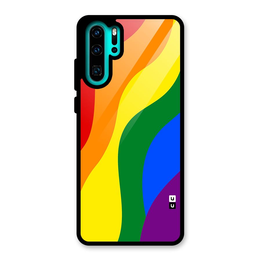 Rainbow Slant Curves Glass Back Case for Huawei P30 Pro