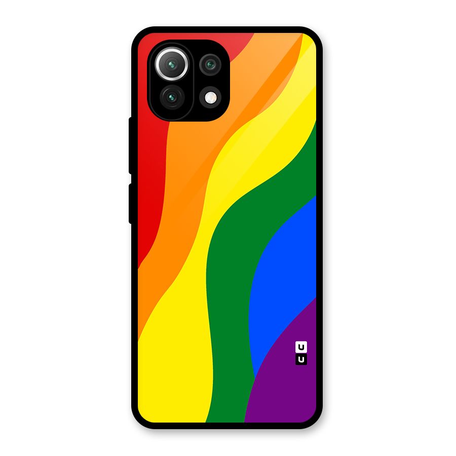 Rainbow Slant Curves Glass Back Case for Mi 11 Lite