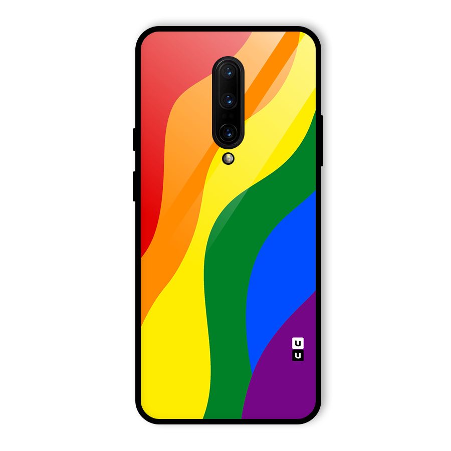 Rainbow Slant Curves Glass Back Case for OnePlus 7 Pro