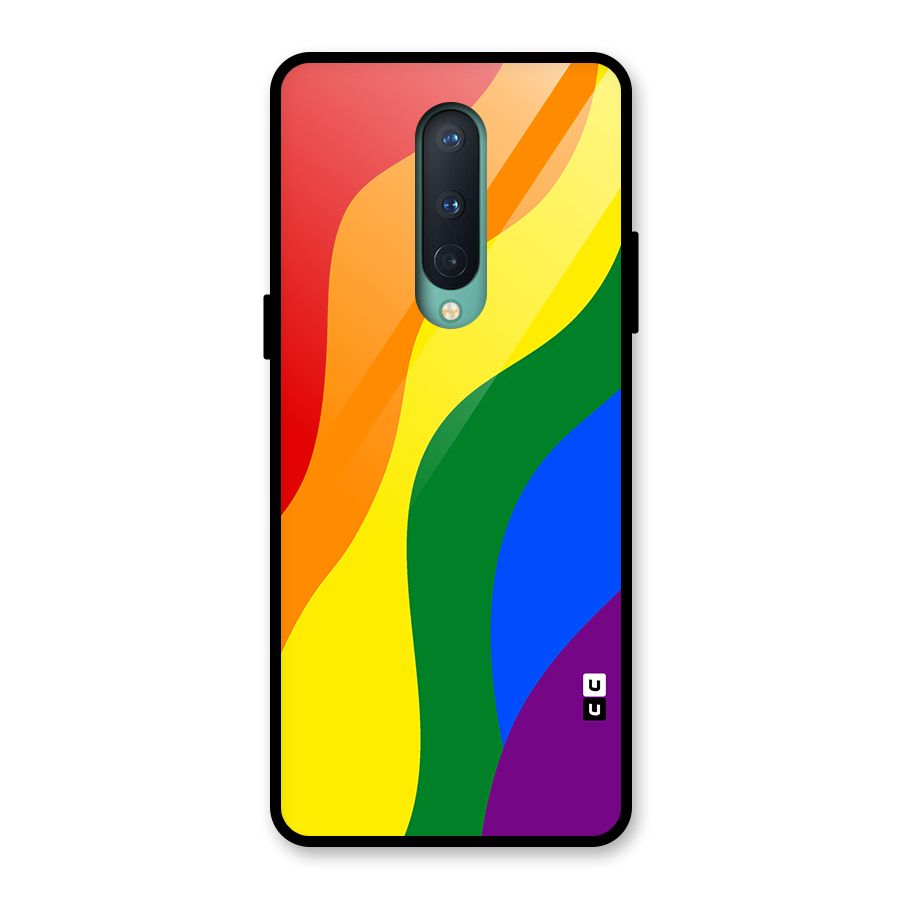 Rainbow Slant Curves Glass Back Case for OnePlus 8