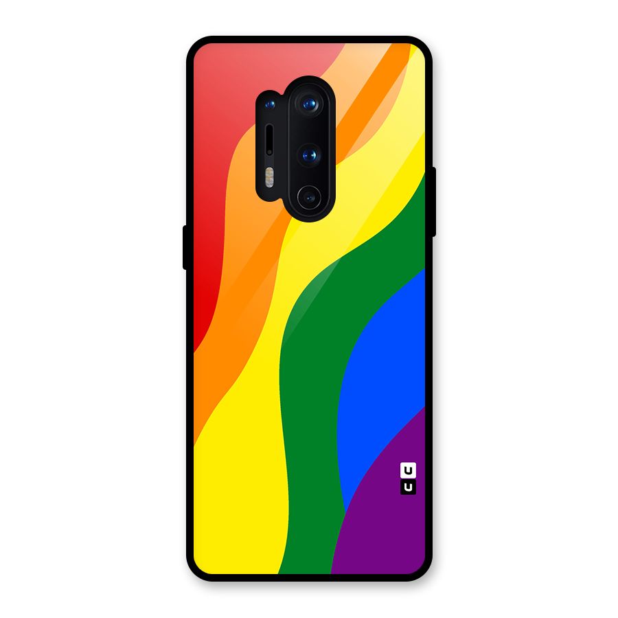 Rainbow Slant Curves Glass Back Case for OnePlus 8 Pro