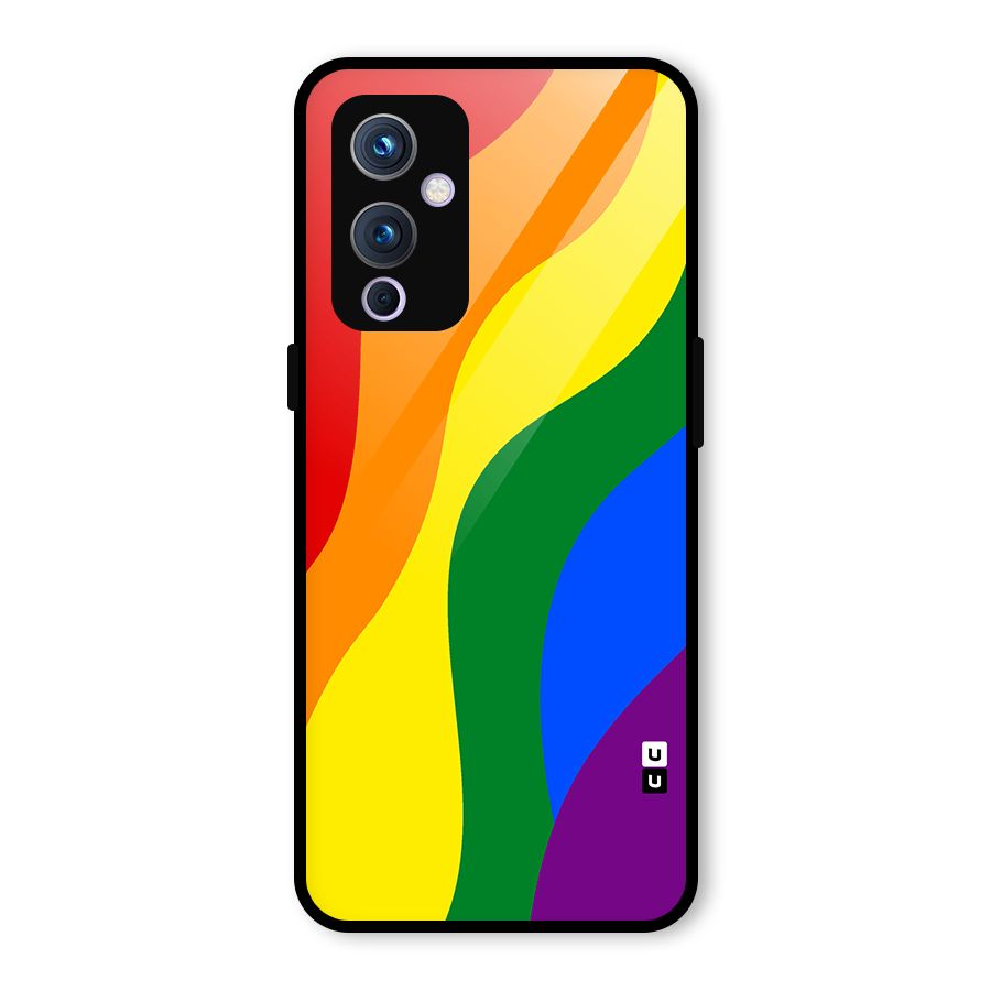 Rainbow Slant Curves Glass Back Case for OnePlus 9
