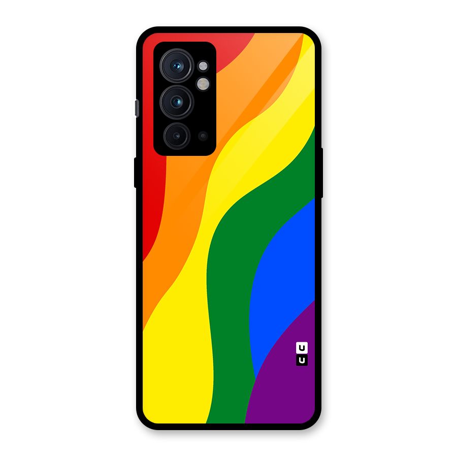 Rainbow Slant Curves Glass Back Case for OnePlus 9RT 5G