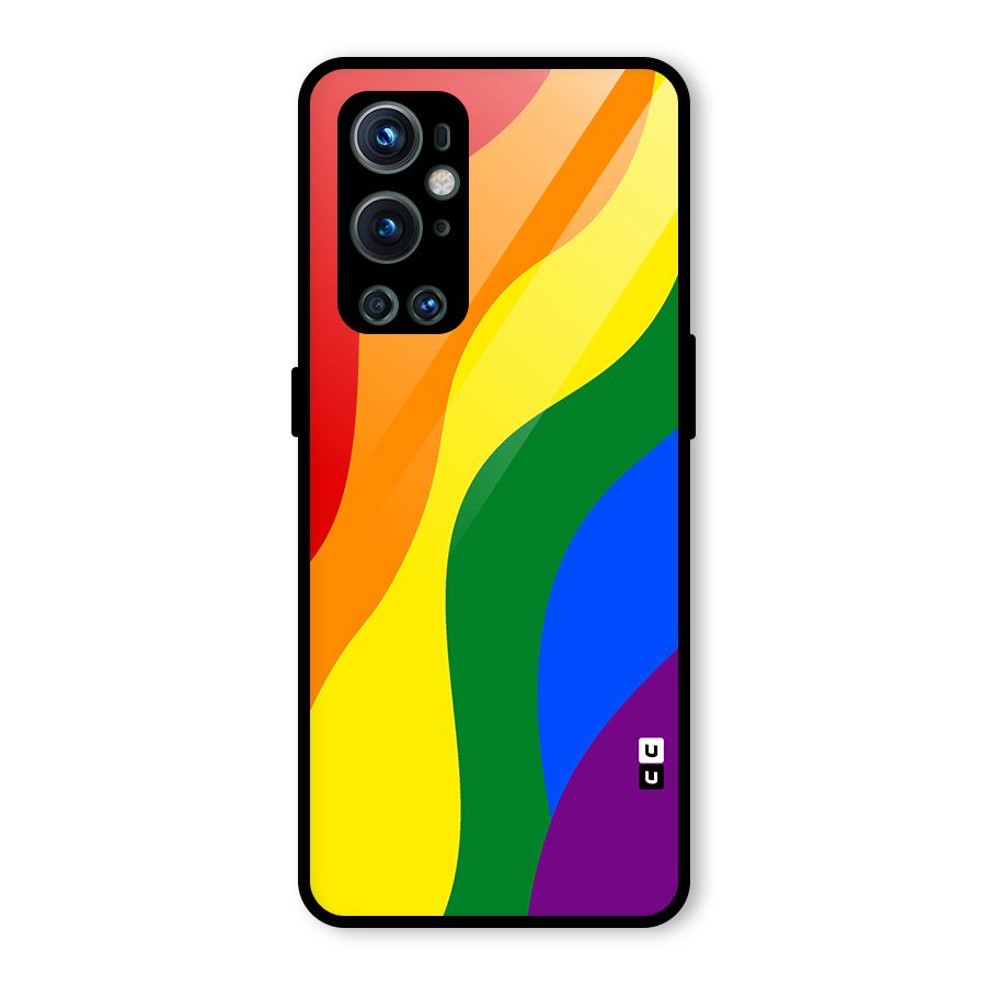Rainbow Slant Curves Glass Back Case for OnePlus 9 Pro