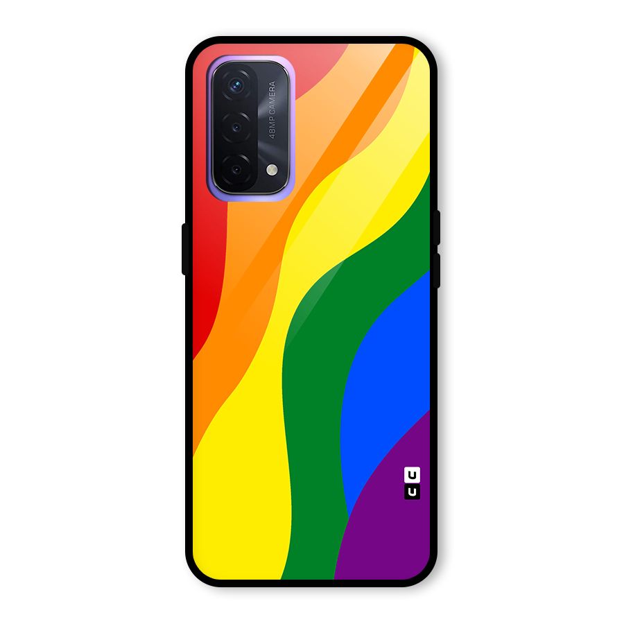 Rainbow Slant Curves Glass Back Case for Oppo A74 5G