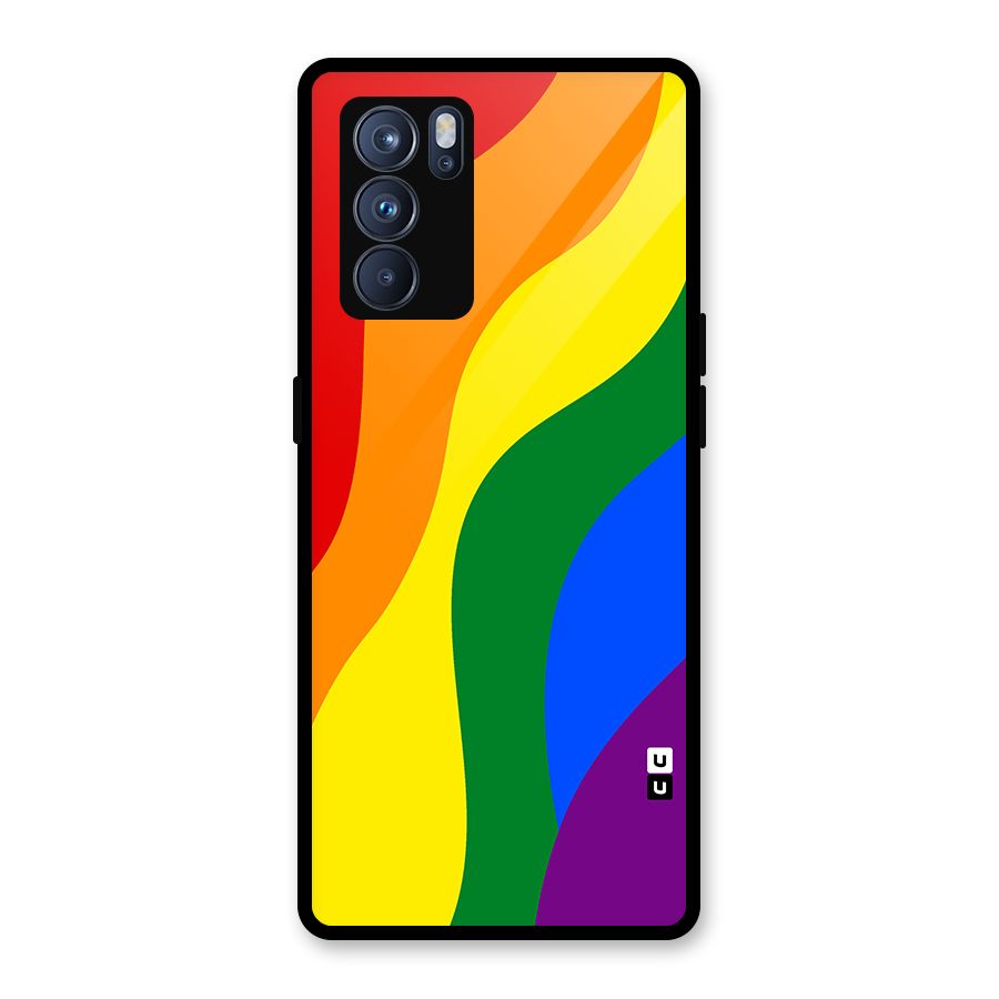 Rainbow Slant Curves Glass Back Case for Oppo Reno6 Pro 5G