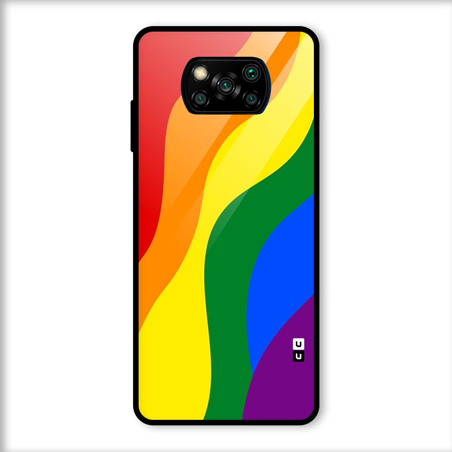 Rainbow Slant Curves Glass Back Case for Poco X3