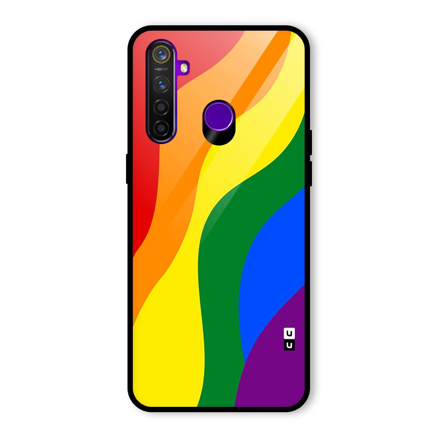 Rainbow Slant Curves Glass Back Case for Realme 5 Pro