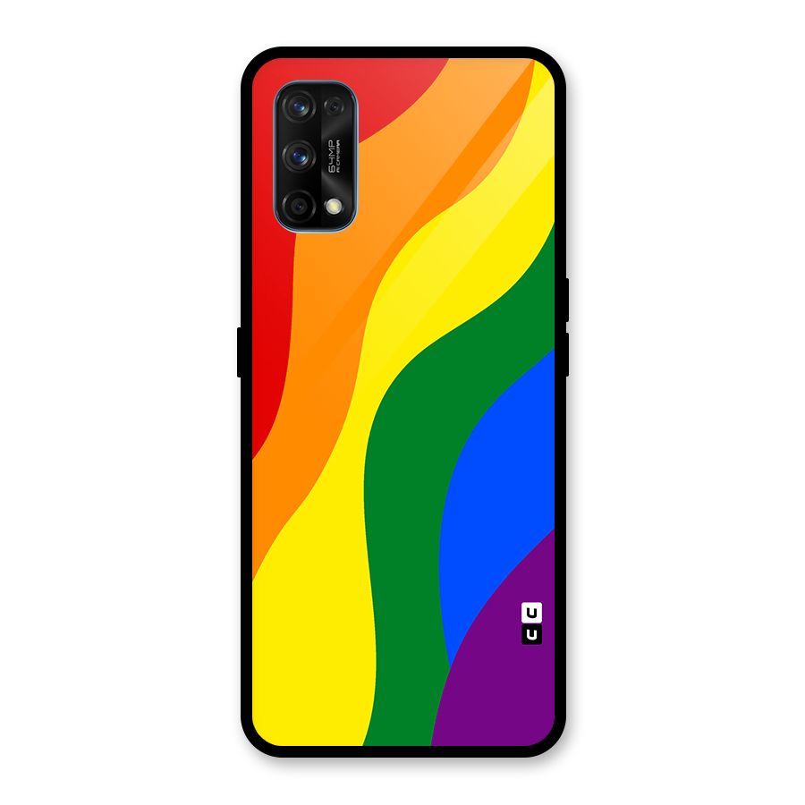 Rainbow Slant Curves Glass Back Case for Realme 7 Pro