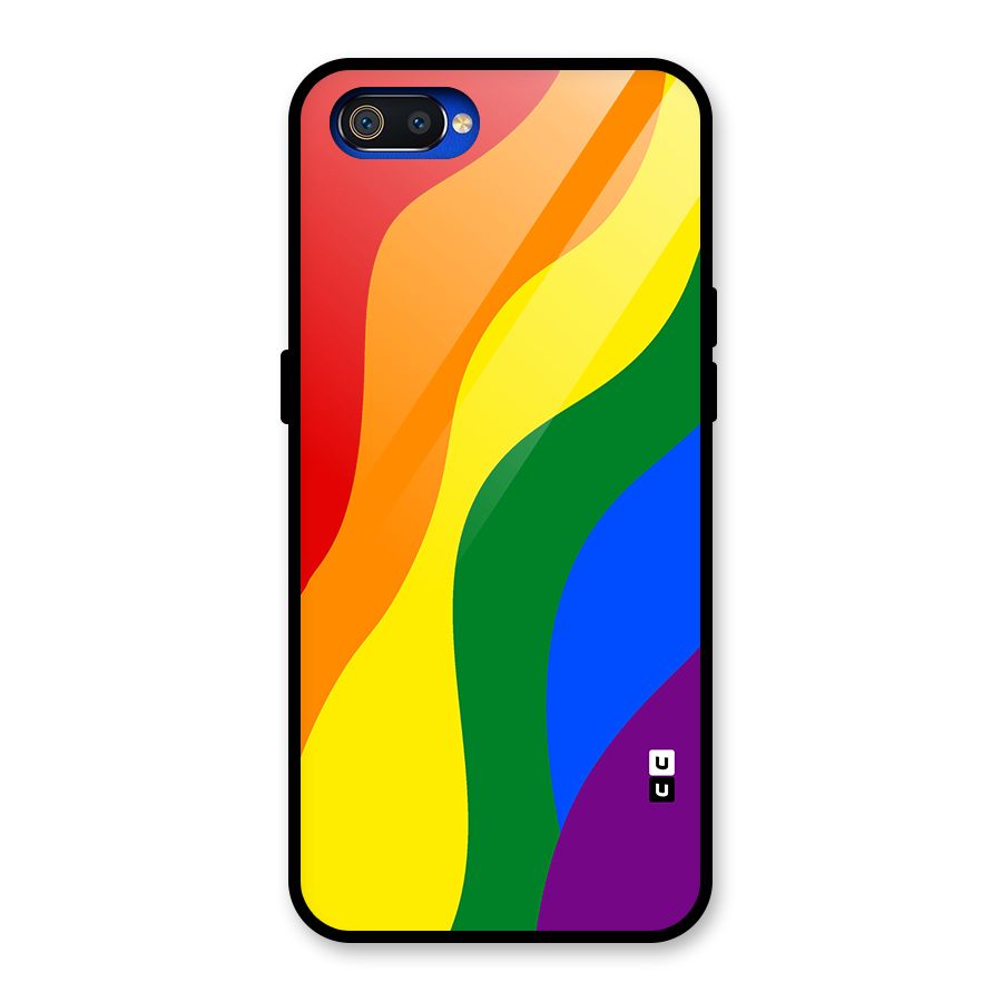 Rainbow Slant Curves Glass Back Case for Realme C2