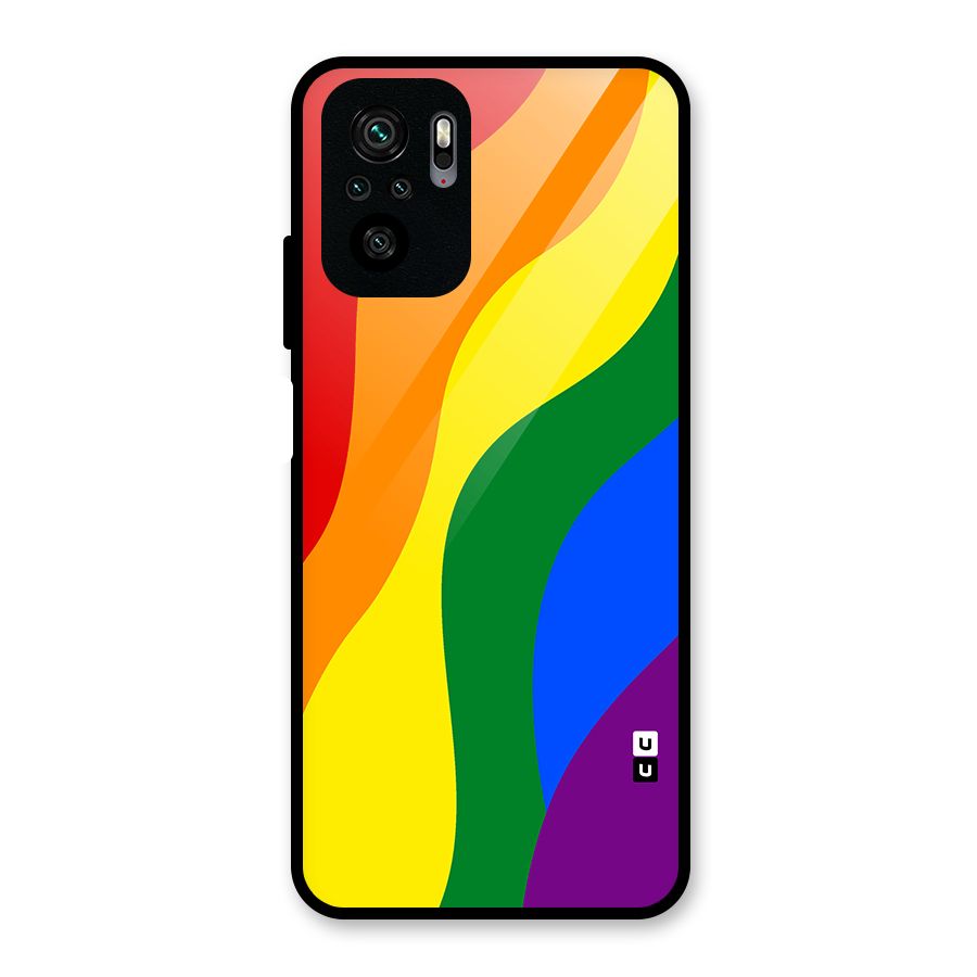Rainbow Slant Curves Glass Back Case for Redmi Note 10S