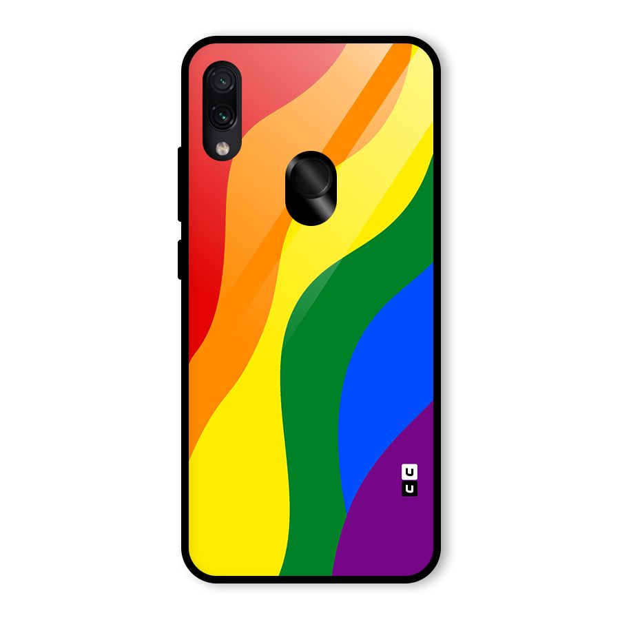 Rainbow Slant Curves Glass Back Case for Redmi Note 7 Pro