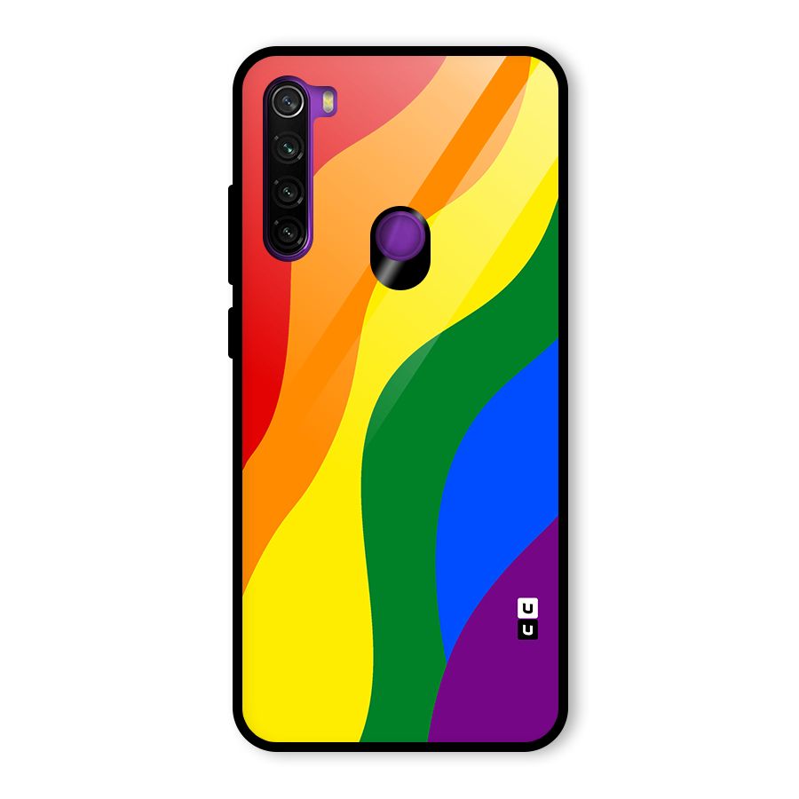 Rainbow Slant Curves Glass Back Case for Redmi Note 8