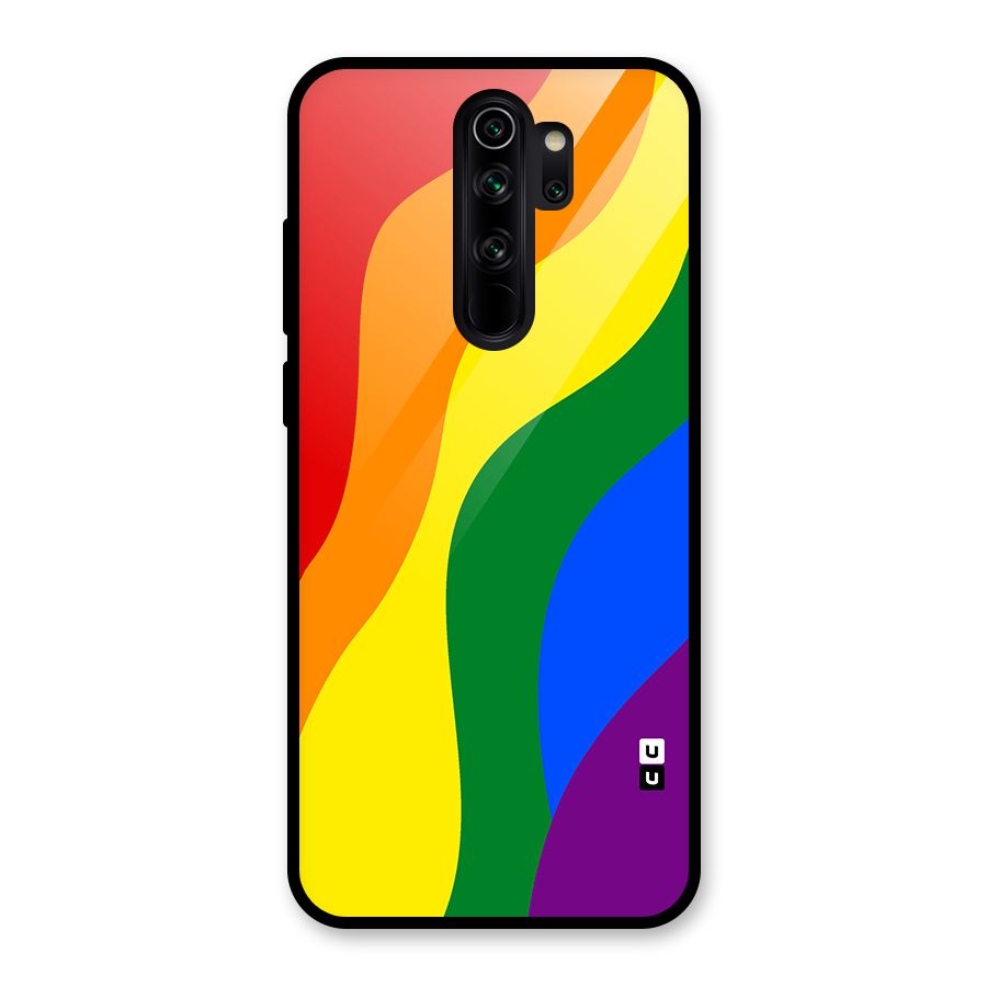 Rainbow Slant Curves Glass Back Case for Redmi Note 8 Pro