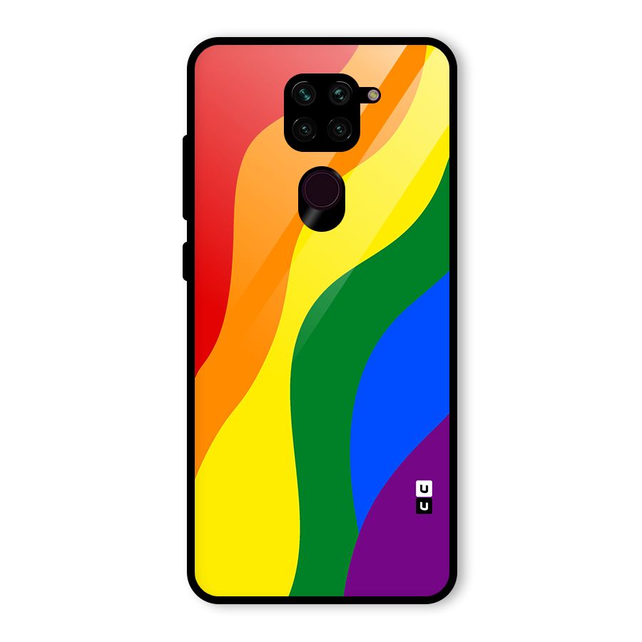 Rainbow Slant Curves Glass Back Case for Redmi Note 9