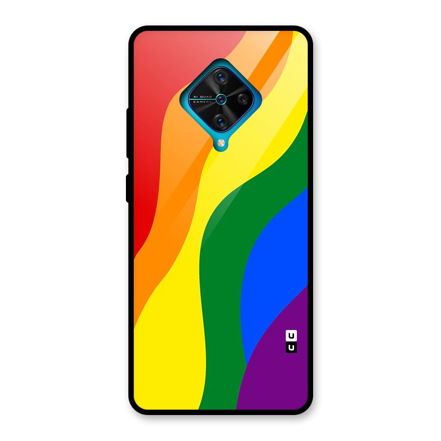 Rainbow Slant Curves Glass Back Case for Vivo S1 Pro