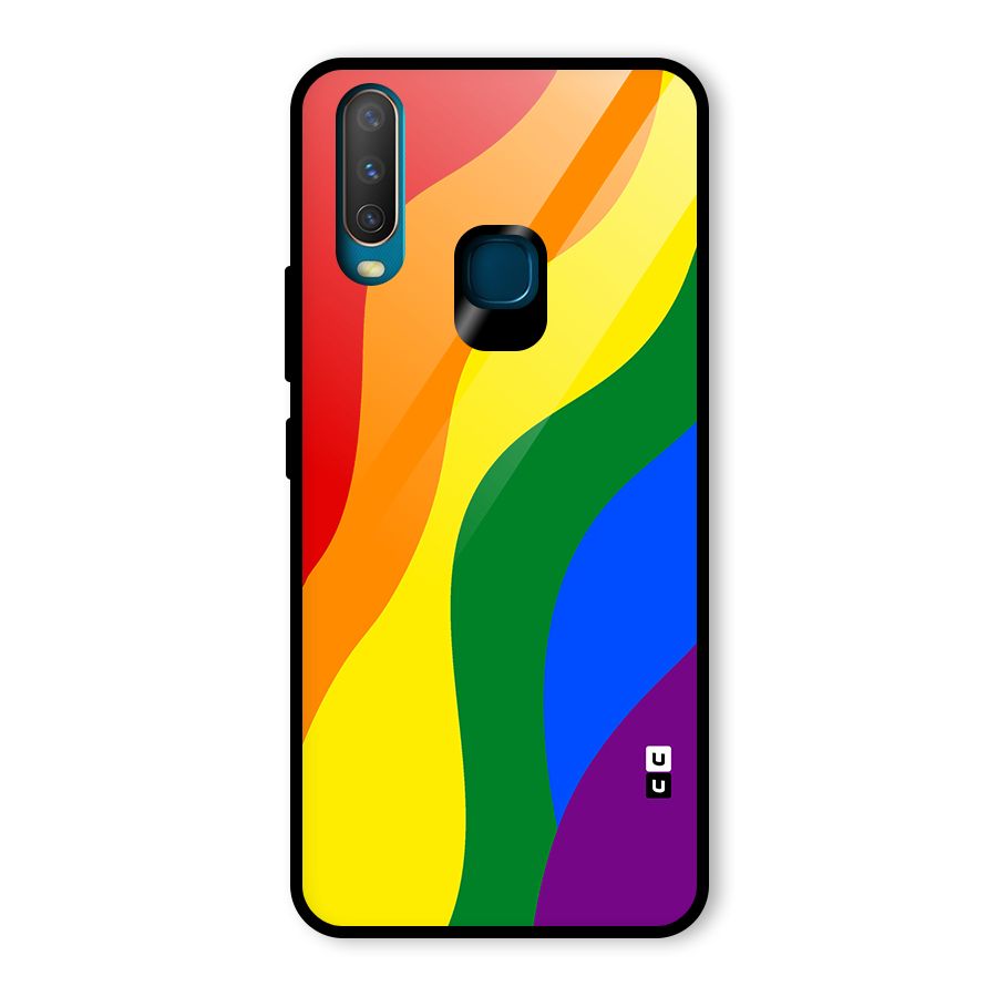 Rainbow Slant Curves Glass Back Case for Vivo U10