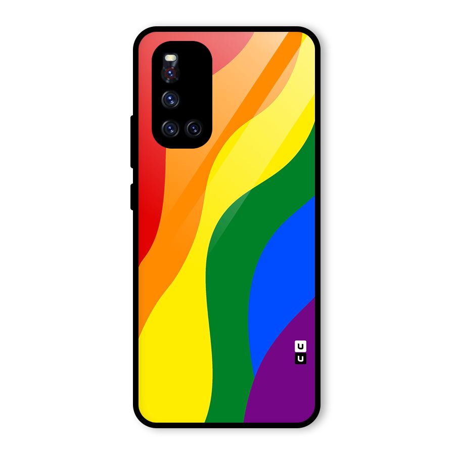 Rainbow Slant Curves Glass Back Case for Vivo V19