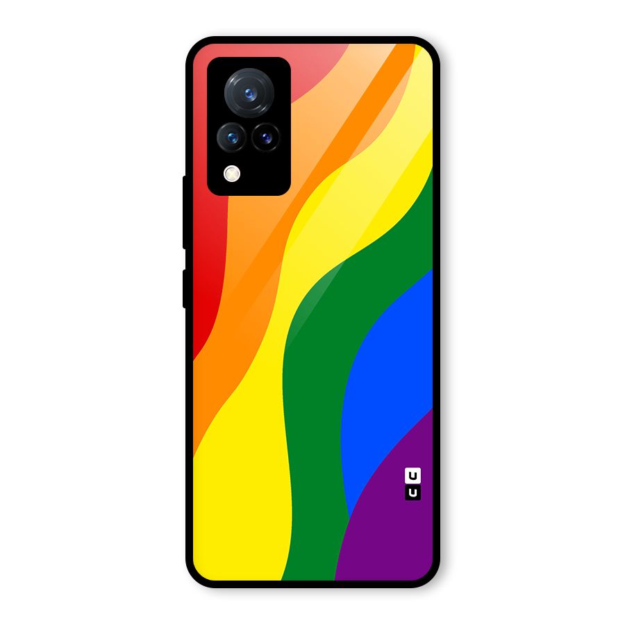 Rainbow Slant Curves Glass Back Case for Vivo V21 5G