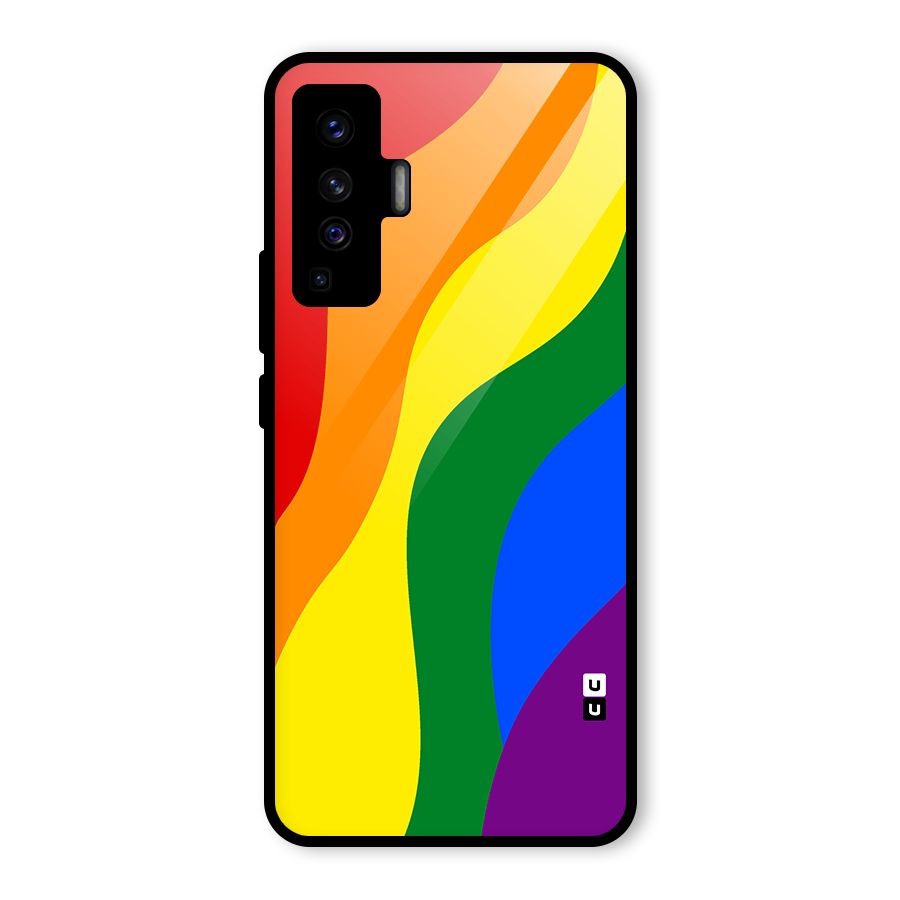 Rainbow Slant Curves Glass Back Case for Vivo X50
