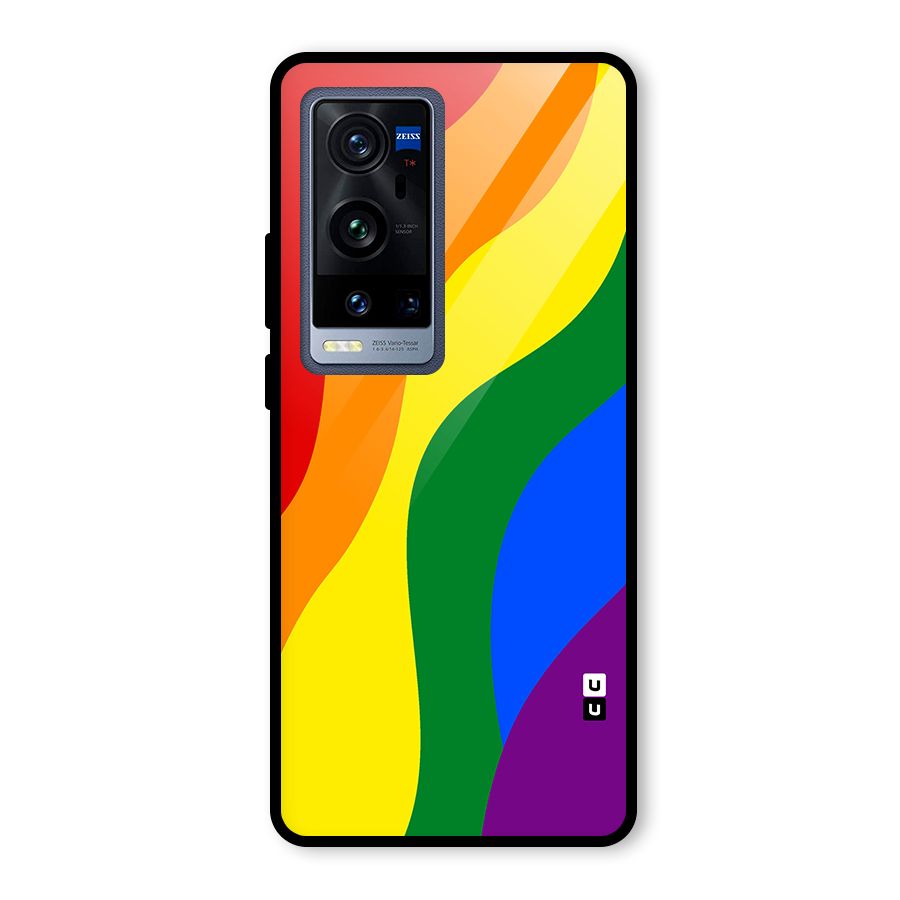 Rainbow Slant Curves Glass Back Case for Vivo X60 Pro Plus