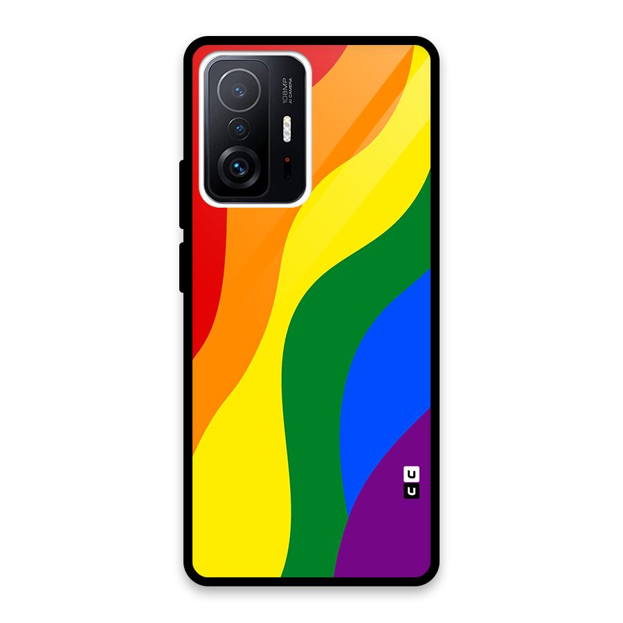 Rainbow Slant Curves Glass Back Case for Xiaomi 11T Pro