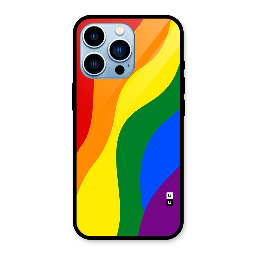 Rainbow Slant Curves Glass Back Case for iPhone 13 Pro