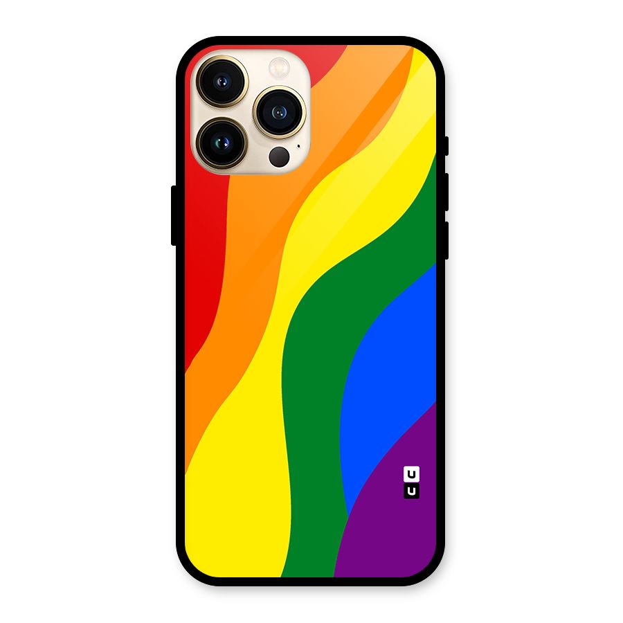 Rainbow Slant Curves Glass Back Case for iPhone 13 Pro Max