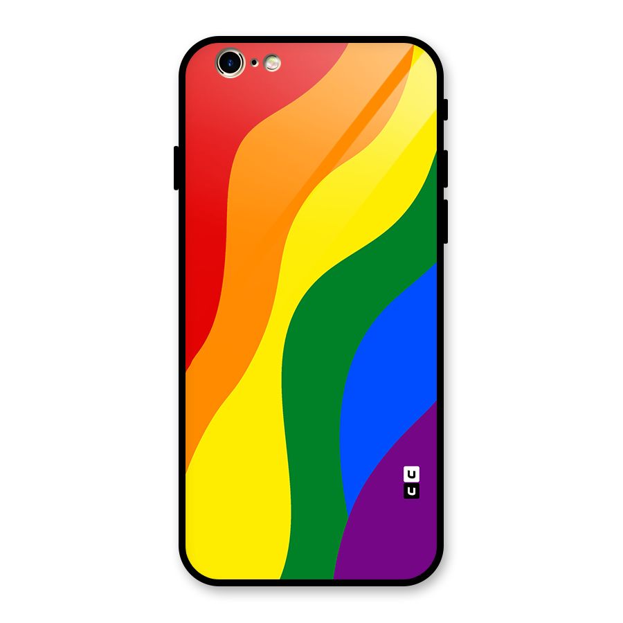 Rainbow Slant Curves Glass Back Case for iPhone 6 6S