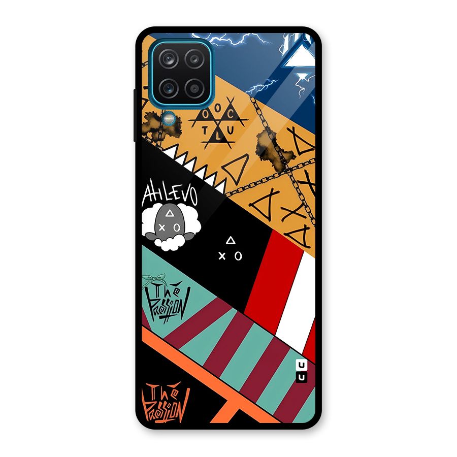 Random Abstracts Art Slant Stripes Glass Back Case for Galaxy A12