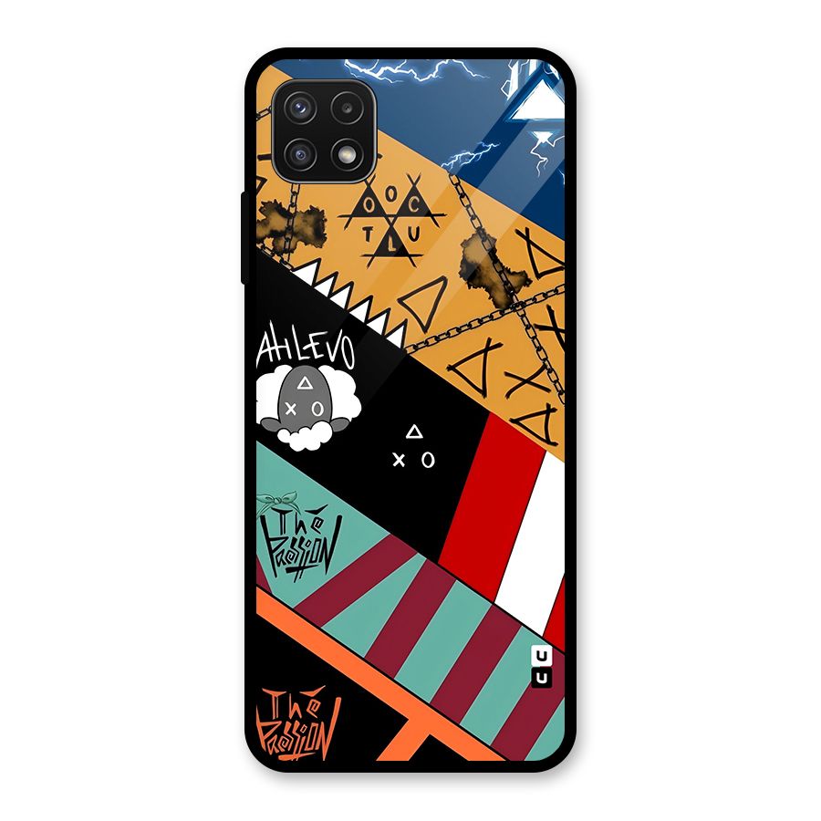 Random Abstracts Art Slant Stripes Glass Back Case for Galaxy A22 5G