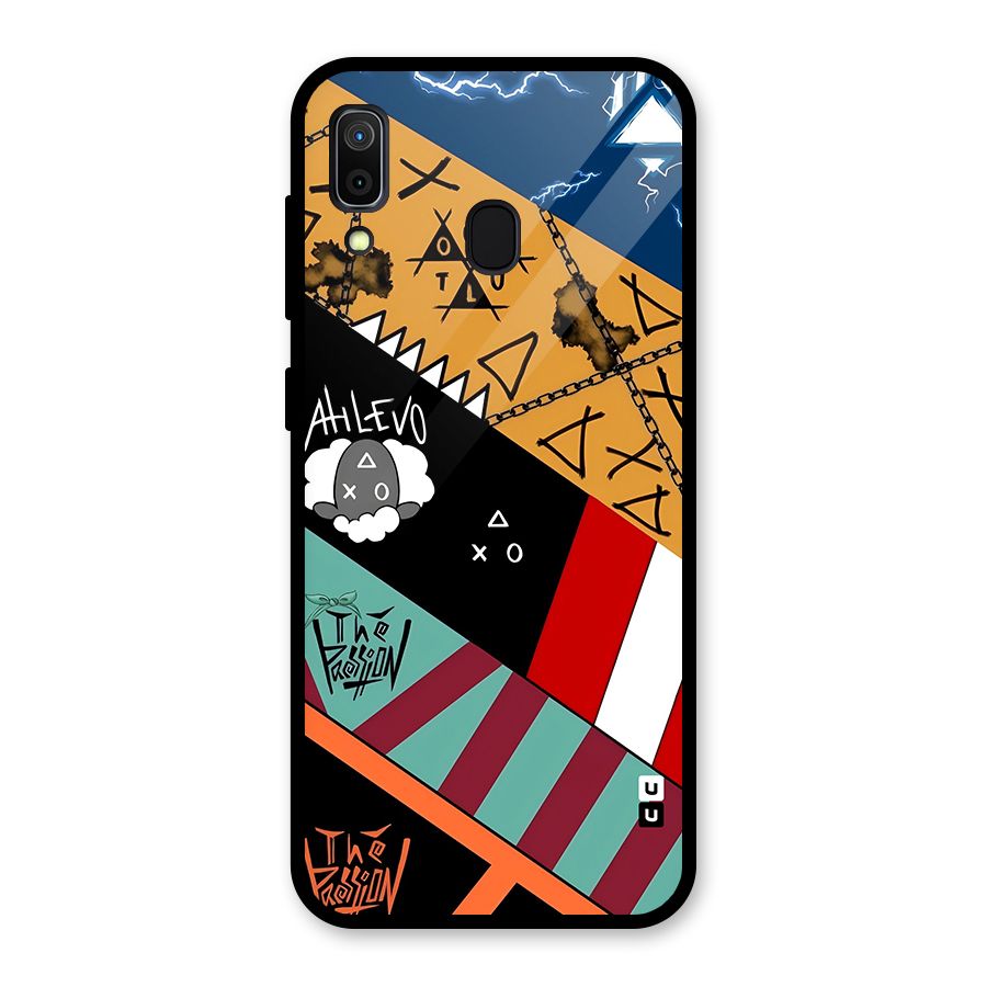 Random Abstracts Art Slant Stripes Glass Back Case for Galaxy A30