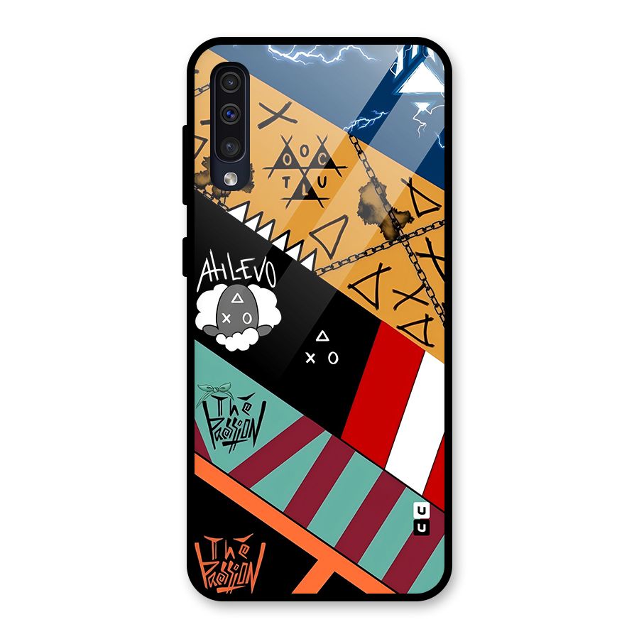 Random Abstracts Art Slant Stripes Glass Back Case for Galaxy A50s