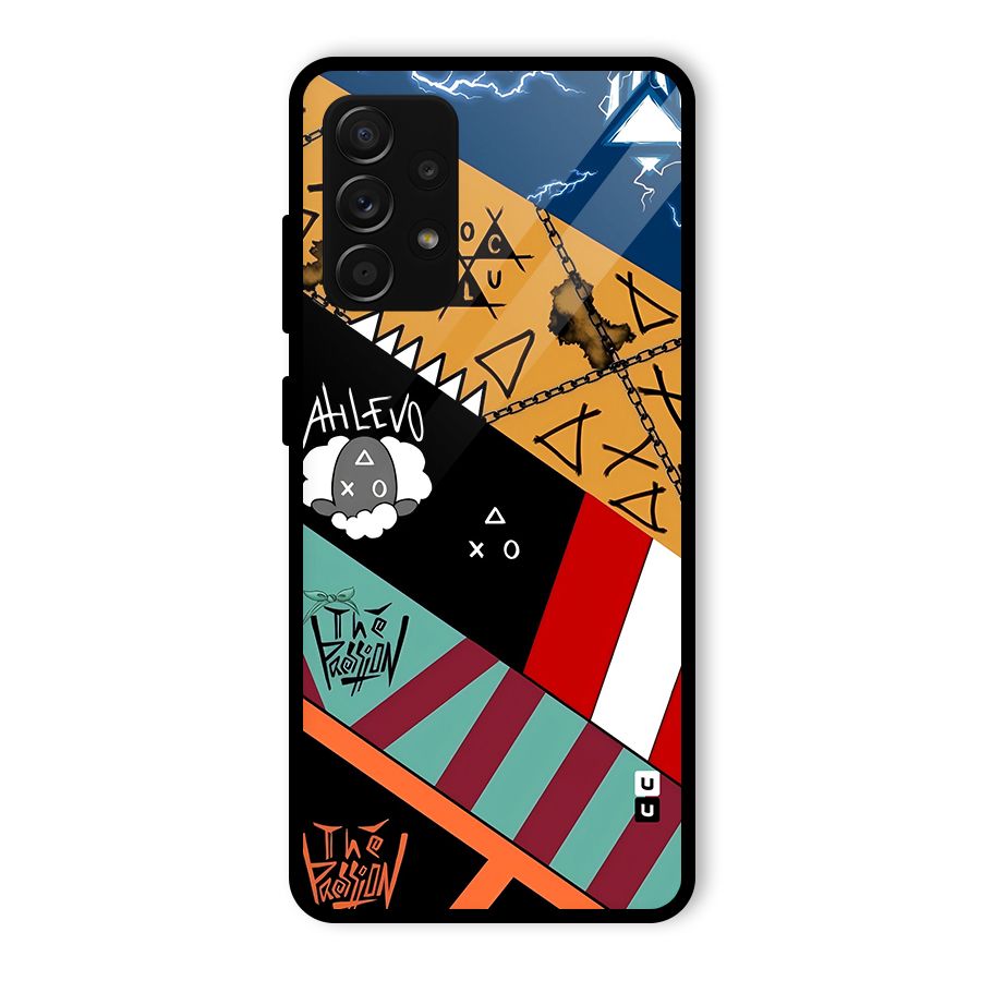 Random Abstracts Art Slant Stripes Glass Back Case for Galaxy A53 5G