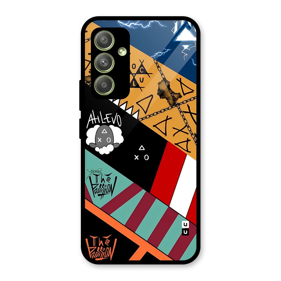 Random Abstracts Art Slant Stripes Glass Back Case for Galaxy A54