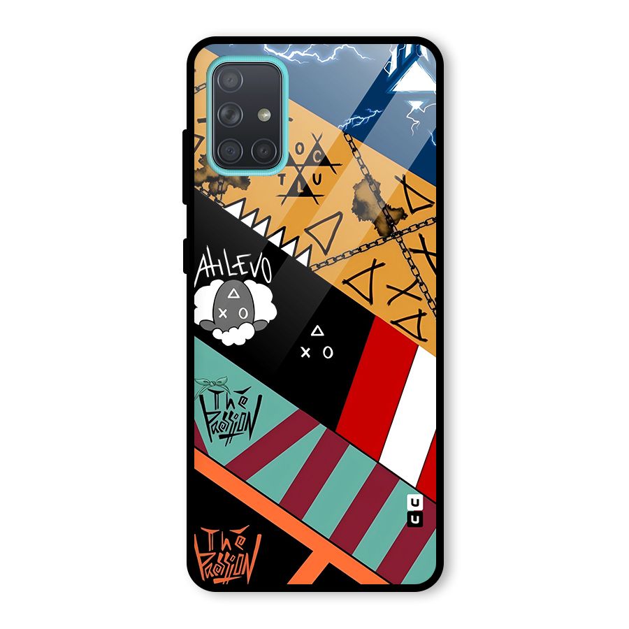 Random Abstracts Art Slant Stripes Glass Back Case for Galaxy A71