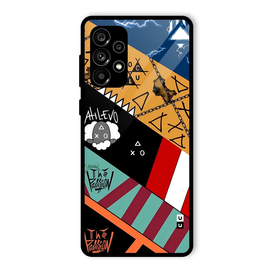 Random Abstracts Art Slant Stripes Glass Back Case for Galaxy A73 5G
