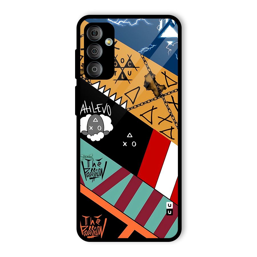 Random Abstracts Art Slant Stripes Glass Back Case for Galaxy F23