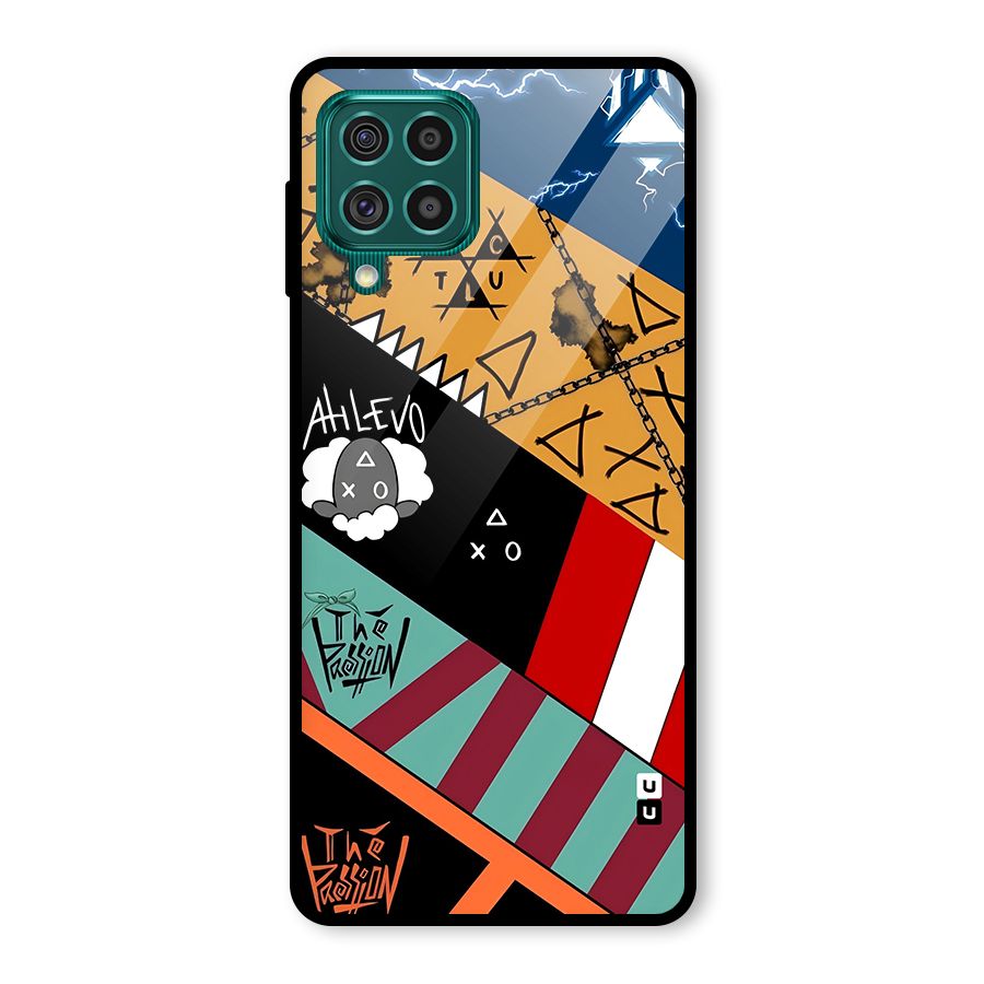 Random Abstracts Art Slant Stripes Glass Back Case for Galaxy F62