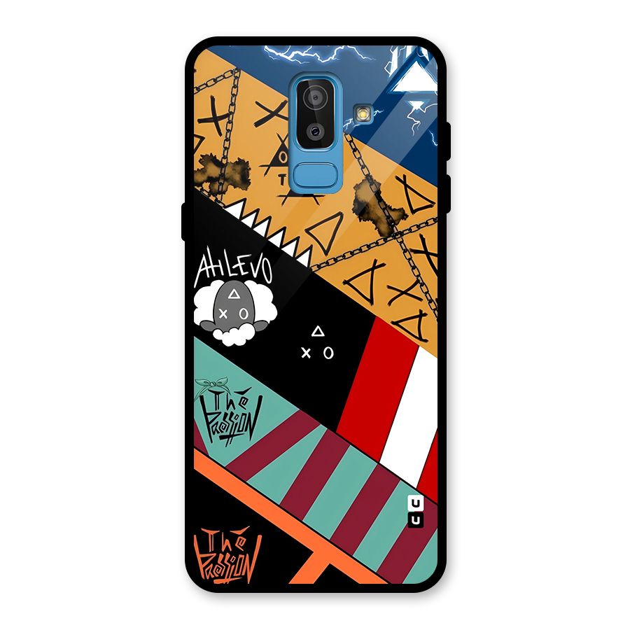 Random Abstracts Art Slant Stripes Glass Back Case for Galaxy J8