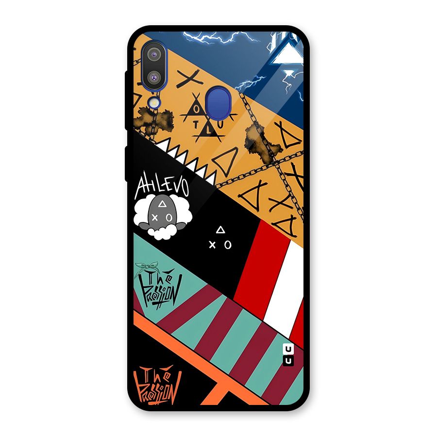Random Abstracts Art Slant Stripes Glass Back Case for Galaxy M20